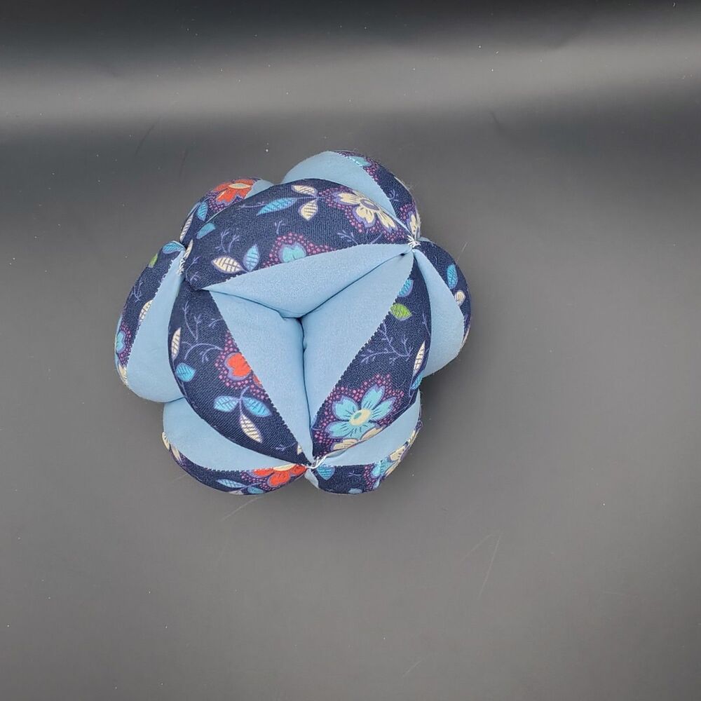 Gripping Ball Fabric Floral Blue Baby Toy Sensory Motor Skills